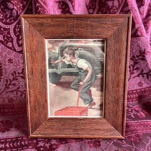 Farm Boy w/ VTG Car and Red Wagon 1946  Illustration